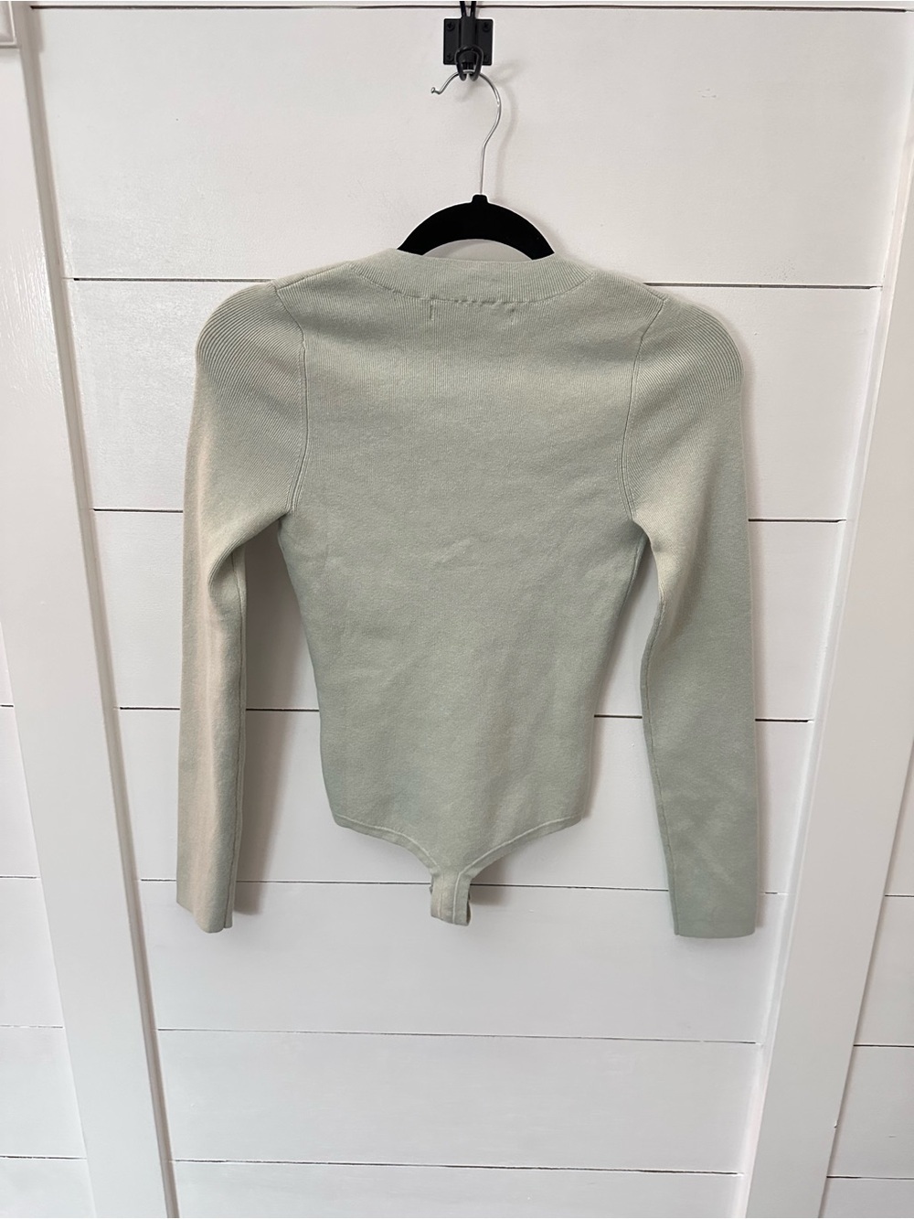 One Grey Day M Cedric Cotton-cashmere grey softcore luxury V neck bodysuit - Picture 4 of 16